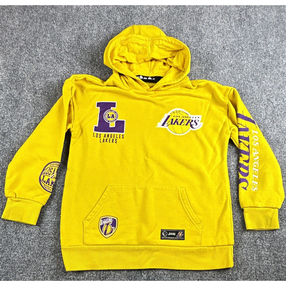 Official NBA Los Angeles Lakers Multi-Logo Youth Hoodie Gold - Size 10-11 Years